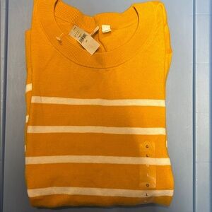 Gap mustard yellow and White Striped Sweater new with tags